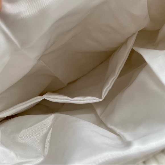 VTG Cream Knit Macrame Purse Bamboo Handles - Picture 6 of 7